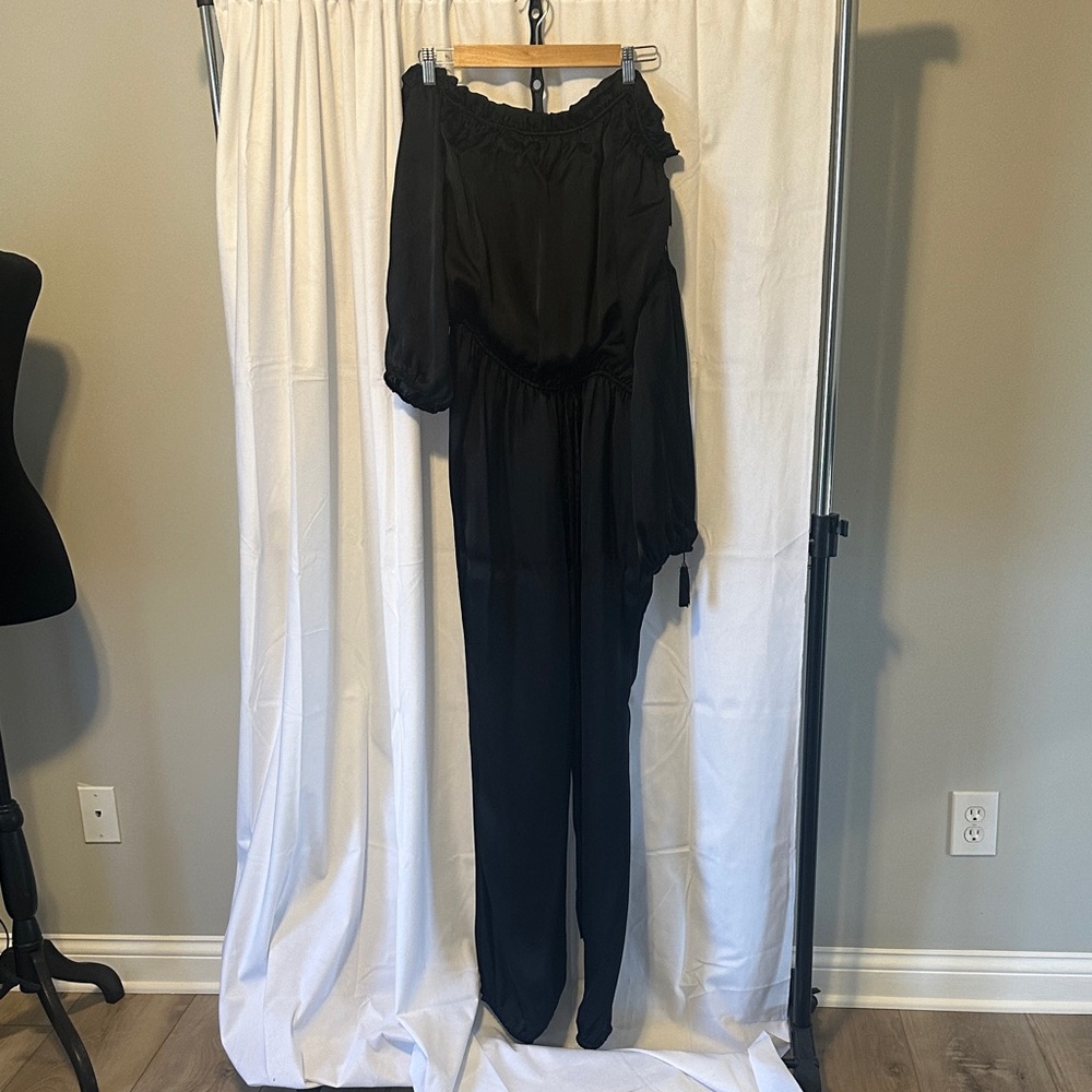 Vintage Halston Black Off-Shoulder Jumpsuit - Women's
